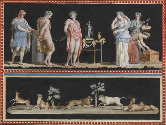 A pair of watercolours showing scenes from classical mythology on two registers | MasterArt